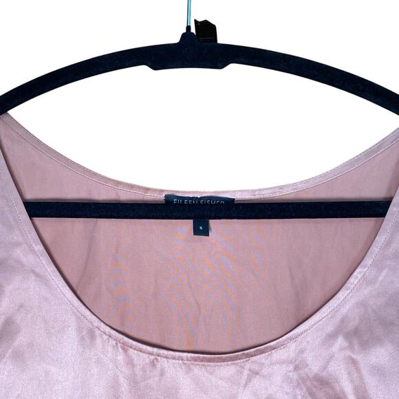 Eileen Fisher Silk Georgette Crepe Tank Top - Pink Rose size S - Picture 4 of 9